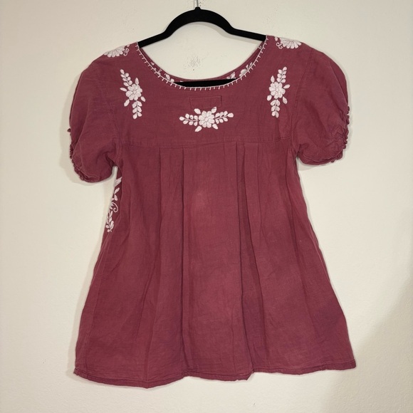 Siren La Mariposa Corta Embroidered Mexican Style Peasant Top size small - Picture 5 of 11